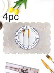 Bộ 1/2/4 tấm lót bàn bằng vải thêu, thích hợp trang trí bàn tiệc cưới, khăn trải bàn vải kiểu Châu Âu tối giản thanh lịch, lót bàn có nơ. - Nhiều màu - Xem 27