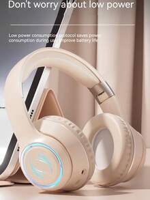 Foldable Wireless Over-Ear Headphones - Long Playtime, Wireless Stereo, Soft Earmuffs, TF Card Player - Comfortable, Portable For Smartphone & Laptop, USB Type-C Charging - 黑色 - 查看 7