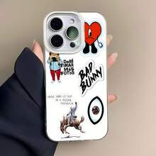 Estuche para teléfono Sticker Fun Design Collection para  17,  16 Pro Max,  15 Pro Max,  13 y  12 Fabricado en material de TPU que brinda protección contra golpes y caídas Un gran regalo para familiares, amigos, seres queridos, novios, novias y el Día de San Valentín - Blanco - Ver 1