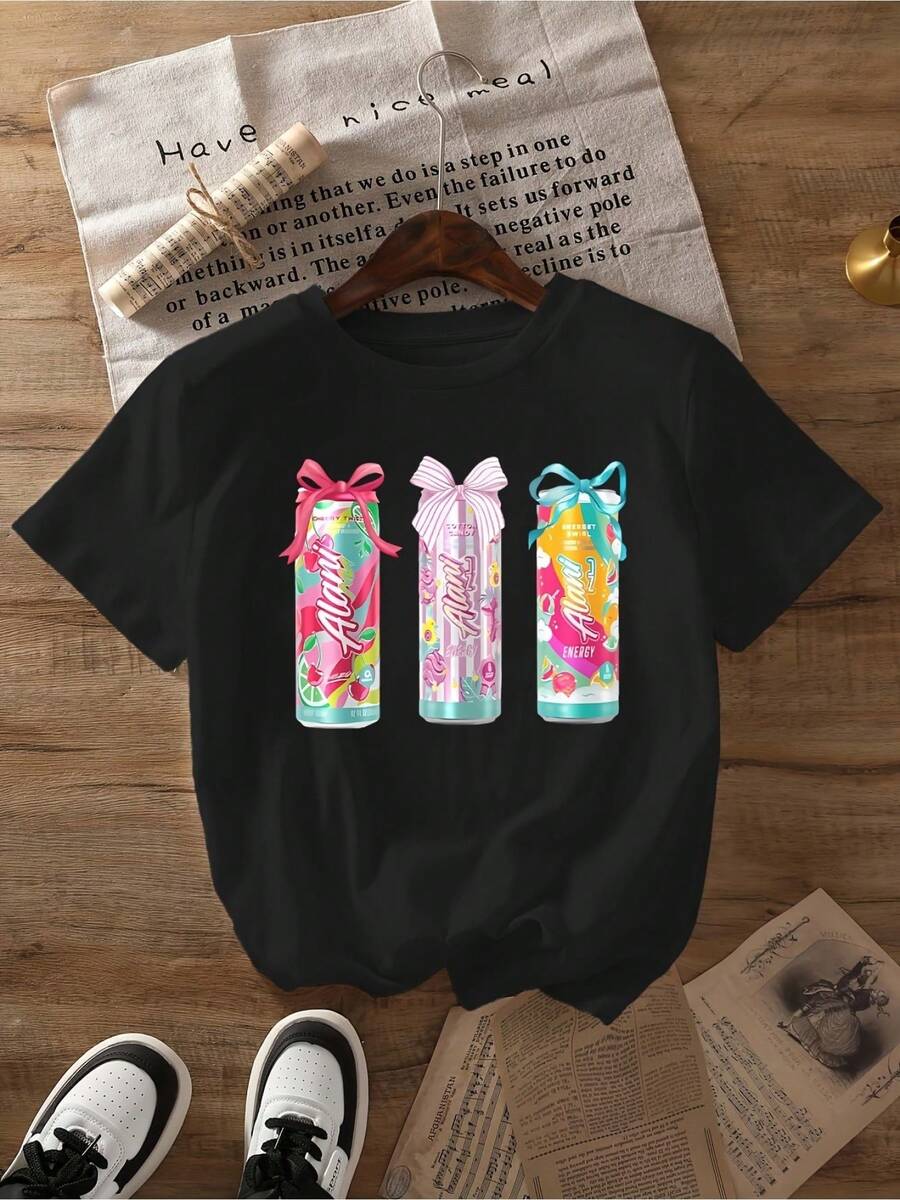Women Alani Graphic T-Shirt Short Sleeve Round Neck Casual Summer Top With Alani Print Machine Washable Opaque Tee For Casual Attire Themed Events Comfortable Casual Wear For Parties Outfits - 黑色1 - 查看 1