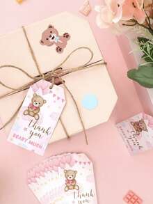 50个/包 带绳感谢卡，生日派对礼物，派对庆典装饰礼品标签 - 彩色 - 查看 4