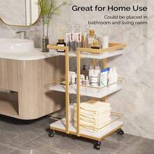 GCCSJ Beautician Trolley,Professional 3-Tier Gold Salon Rolling Cart - Heavy Duty Mobile Nail & Skincare Trolley With Locking Wheels & Large Storage, 150 LB Capacity Beauty Workstation For Spa, Esthetician & Home Use - 白色 - 查看 11