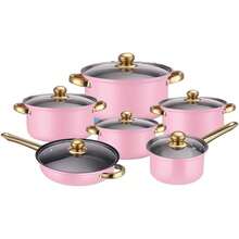2026 New 18-Piece Stainless Steel Cookware Set| All-In-One Kitchen Pots & Pans Combo With Frying Pan, Soup Pot, Milk Pot & Whistling Kettle| Durable, Heat-Resistant Cookware For Home Cooking & Family Meals,Pink - Hồng - Xem 2