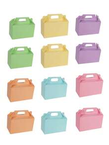 12/6pcs Set Valentine's Day/Easter Triangle Gift Boxes, Colorful Paper Candy, Snack And Cake Gift Boxes, Suitable For Birthday, Back To School, Wedding Party Favors, Size 6 X 3.5 X 3.5 Inches (Soft Tone) - Combination Colors - View 13