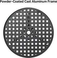 Mesa de bistró para Patio, Mesa Redonda de 24 Pulgadas para Exteriores con Agujero para Paraguas de 2 Pulgadas, Mesa Auxiliar de Aluminio Fundido para Exteriores con Marco de Hierro para - Negro - Ver 4