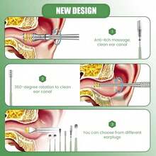 6-Piece Ear Wax Removal Tool Set - Ear Pick, Spoon & Curette Kit | With Storage Bag & Organizer Box | Home Ear Cleaning Essentials - 薄荷綠 - 查看 4