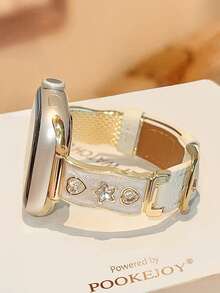 38/40/41/42/44/45/46/49毫米星空皮革表带，兼容 Ultra/SE/Series 10/9/8/7/6/5/4/3/2/1 - 白金 - 查看 6