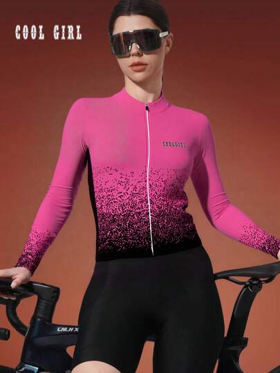 Cykeltröja för kvinnor, tryckt design, lämplig för utomhusbruk året runt