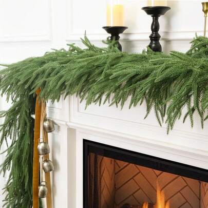Luxurious Realistic 6FT Norfolk Pine Christmas Garland – Full & Dense Artificial Greenery For Elegant Indoor & Outdoor Holiday Decoration