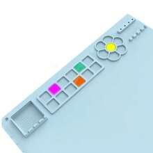 1 片可水洗可重复使用的硅胶绘画垫，50cm*40cm/19.69in*15.75in，防滑防油，学生美术绘画垫，包含画笔架、绘画工具、DIY 涂鸦垫、绘画垫、可重复使用的调色板 - 彩色 - 查看 10