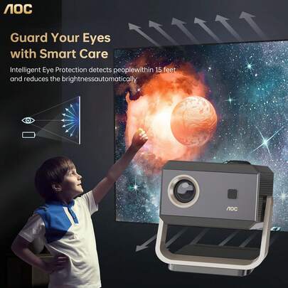  AOC Projector 15000 Lumens 4K Projector, Autofocus And Keystone Correction, Suitable For Work And Gaming Scenarios, Compatible With Multiple Platform Devices