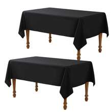2 Pack White Table Cloths Rectangular Solid Rectangle Polyester Tablecloths Machine Washable Wrinkle Free Table Cover For Dinning Room Buffet Wedding Restaurant 60 X 120 Inch. - 60 X 120inch -2PCS+Black - View 2