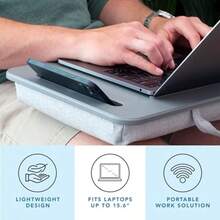 ASDF-LAPGEAR Sidekick - computadora de regazo con reborde del dispositivo y soporte para teléfono color gris se adapta a portátiles de hasta 15.6 pulgadas estilo No. 44215 - Gris - Ver 2