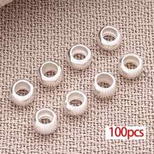 100颗18K镀金黄铜管状压接珠，圆片隔珠，散珠，适用于DIY珠宝项链手链工艺品，尺寸：2毫米、2.5毫米、3毫米 - 彩色 - 查看 13