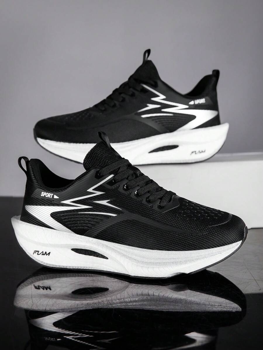 Zapatillas deportivas casuales con cordones, de malla transpirable y puntera redonda para hombres. Suela gruesa y ligera, adecuadas para caminar a diario y jugar al tenis