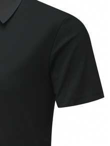 男士时尚休闲Polo衫，运动户外骑行徒步约会短袖，送男友礼物，夏季黑色 - 黑色 - 查看 5