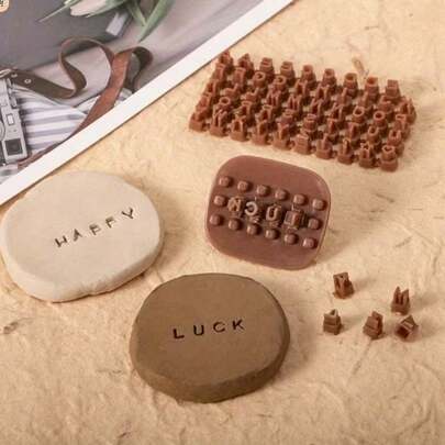 1 Set Ceramic Art Tools, Suitable For Ceramics/Polymer/Clay/Soap. Includes Alphabet Stamps, Number Stamps, Symbol Stamps, DIY Soap Molds, Alphabet And Number Molds, Ceramic Clay Alphabet Stamp Combination, Reusable Stamp Set, Hand Stamper, Ideal For DIY Projects, Crafts, Fun Designs, Easy To Clean Materials