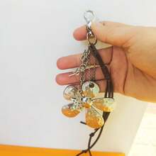 Bohemian Large Metal Flower Tassel Keychain, Minimalist Streetwear Style Bag/Waist Metal Pendant - Metal Sunflower - View 2