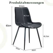 4-Piece Set Modern Esstischstühle In Schwarz Mit PU-Bezug Und Metallgestell - Breite Sitzflächen Mit Rückenlehne, Ideal For Esszimmer, Home-Office Und Verschiedene Wohnbereiche. - Black - View 2