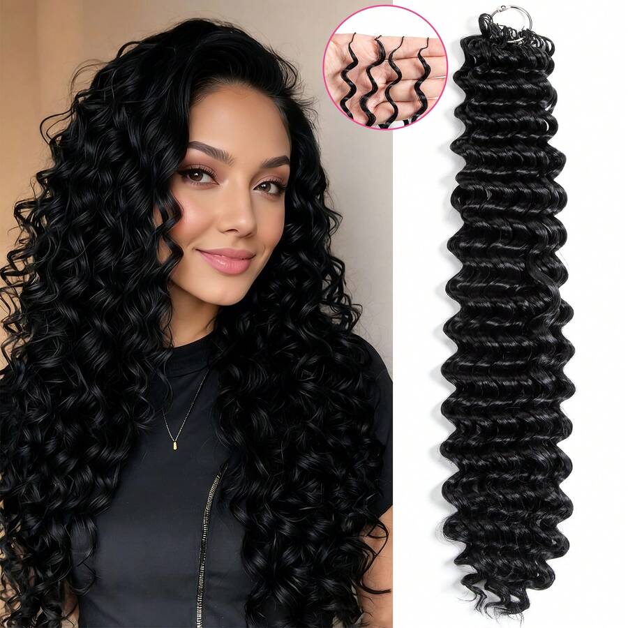 Tóc nối thủ công siêu nhỏ, chất liệu lụa protein cao cấp, kiểu sóng sâu, dài 24 inch, đã được tách sẵn các sợi tóc, làm từ lụa protein. - màu đen - Xem 1