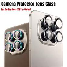 1 pieza Protector de lente de cámara de vidrio templado para la serie Redmi Note 15, compatible con Note 15/15 Pro/Pro+ 4G/5G, instalación rápida de una sola pieza, multicolor, marco de aleación de aluminio negro y plateado, protector de lente - Multicolor - Ver 1