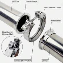 2/4PCS 3 Inch V Band Clamp, 3" Universal Stainless Steel V-Band Bolt Clamp With Flat Flange For Exhaust Pipes, Muffler Ends Connecting - 銀色 - 查看 7