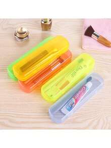 PVC Waterproof Toiletry Bag, Candy Color Toothbrush Case, Portable Transparent Toothbrush & Toothpaste Storage Box For Travel,Room Decor - Multicolor - View 6