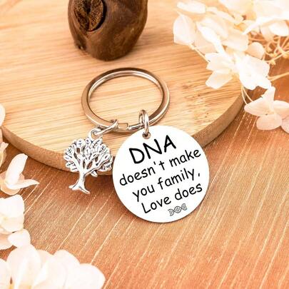 1pc Family Keychain Adoption Gifts Christmas Gift For Stepmom Step Parent Keychain Gifts For Step Mom Adoption Day Gift For Family Christmas Basket