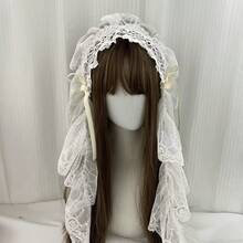 Băng đô ren đen trắng Lolita dành cho nữ, khăn che mặt phong cách Gothic Harajuku, phụ kiện cosplay, phụ kiện tóc ngọt ngào cho Halloween. - Nhiều màu - Xem 4