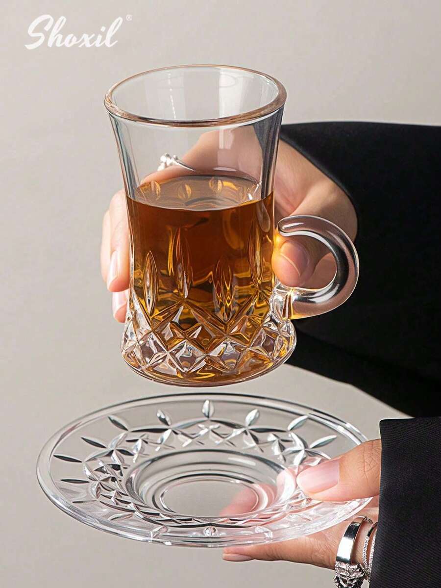 shoxil 1pc Turkish Teacup, Tea Saucer, Cawa Cup, Arabic Teacup, Coffee Cup, European/Middle Eastern Water Cup, Middle Eastern Traditional Glass Black Tea Cup, Perfect For Tea Party, Gifts, Home - Cup - View 1