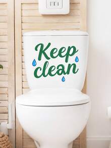 1pc Green Text Toilet Sticker - Funny And Eye-Catching Toilet Lid Sticker To Add Personalized To Your Bathroom - Multicolor - View 6