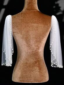 2件套白色珍珠披肩，优雅简约肩部披肩，适合搭配女士婚纱 - 彩色 - 查看 5