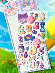 3D Embossed Cat Paw Stress Relief Squeeze Stickers - Phone Bubble Stickers Decoration - DIY Peach Stickers - Multicolor - View 5