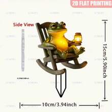 1/2 con ếch acrylic ngồi trên ghế sofa và đèn lồng trang trí sân vườn, thích hợp cho trang trí cảnh quan ngoài trời và cây cảnh trong chậu, dành cho người yêu thích làm vườn, trang trí sân vườn hình ếch, 2D - Nhiều màu - Xem 3