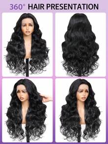 VIOLLY 黑色波浪卷发假发，28英寸，5x5蕾丝闭合假发，预漂白，预拔毛，预剪蕾丝前假发，真发，无需胶水，佩戴方便；13x6大面积透明蕾丝前额编织假发，巴西原生发假发，人发混纺假发，女士款 - 1B# - 查看 4