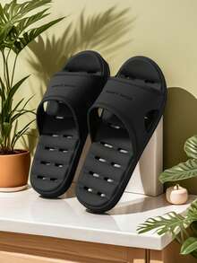 1双EVA浴室拖鞋，男女通用夏季室内家居情侣防水防滑速干淋浴凉鞋 - 黑色 - 查看 3