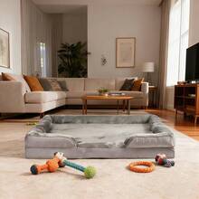 BOFNL Orthopedic Large Dog Bed – Thick Memory Foam Pet Sofa With Removable Washable Cover & Non-Slip Bottom – For Pets Up To 45kg – 2 Colors Available, Multiple Sizes For Small/Medium/Large Dogs – Easy Assembly, Indoor/Outdoor Use - 灰色 - 查看 8