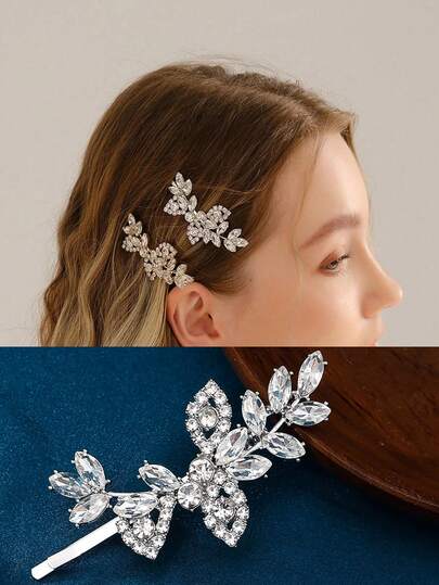 1个时尚优雅的叶子图案锌合金发夹，适合正式场合、婚礼、派对和日常佩戴。