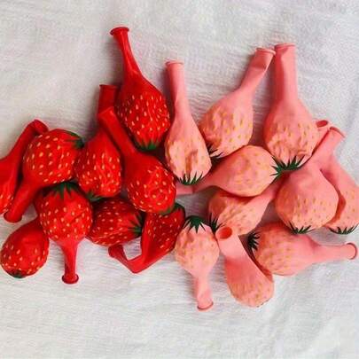 20pcs 12-Inch Fruit Print Latex Balloons, Red Strawberry Balloons And Pink Strawberry Balloons, No Power Required, Suitable For Holiday Parties, Summer Parties, Indoor/Outdoor Parties, Family Gatherings, Birthday Parties, Applicable To Balloon Decoration Sets, Balloon Arch Stands, Hawaiian Fruit Party, Bachelorette Party, Engagement, Wedding, Mother's Day Decoration