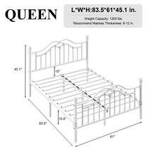 E-MOTIE Metal Twin/Full/Queen Bed Frame With Headboard And Footboard, Modern Platform Bed Frame Support Up To 1000LBS, Under Bed Storage, No Box Spring Needed, Easy Assembly, Black/White - White - View 10