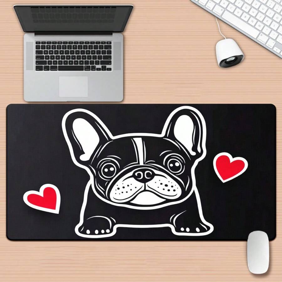 1pc Of French Bulldog Design, Gaming Keyboard Additions Mouse Pad, Suitable For Office Computers And Laptop Gamers, Rubber Mouse Mat For Desk Use - 如圖所示 - 查看 1