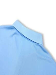 2 Stück/Set Herren Große Größen leichte Mode Poloshirt & Kordelzug Shorts, atmungsaktiv bequem Kurzarm, geeignet für Strand, Golf, Tennis, Outdoor Sport, Große Größen - Blau - Übersicht 8
