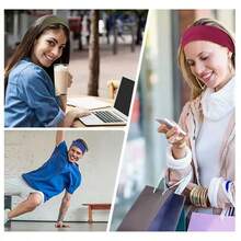 6PCSWomen Headband Turban Solid Color Elastic Hair Bands Yoga Hairband Fashion Makeup Hair Hoop Headwrap Hair Accessories - Multicolor - View 3