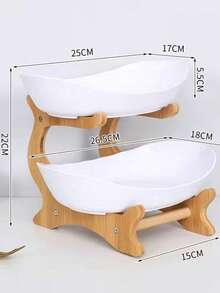 Multi-Tier Fruit Plate, European Style Dried Fruit Tray, Bamboo & Wood Frame, Household Snack Plate, Candy Dish, Fruit Basket - White - View 1