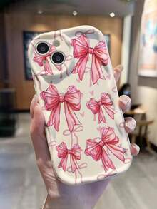 Bow-Knot Bow Tie Cream Swirl Wave Edge Beige Fashionable Minimalist Thick Anti-Drop Phone Protective Case Compatible With IPhone 17/17 Pro, 15 Pro Max, 16/16 Pro/16 Pro Max, 16 Plus, 15 XR/7/8, 15 Pro Max, 12 Pro Max, 13 Pro Max, 14 Pro Max, 13/14/11/12P/14, Phones - Multicolor - View 4