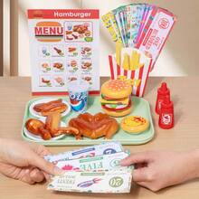 1 Set Wooden Pretend Play Fast Food Realistic Toy Food, With Order Pad And Play Coins, Suitable For Children 2+ - Multicolor - View 3