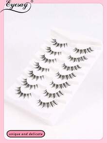 7 Pairs Manga Invisible Band Segmented Lashes 3D Clear Band Lashes Natural Look Wispy Mink Eyelashes Cosplay Manga Cat Eye Lashes - Spiky Manga Lashes - View 5