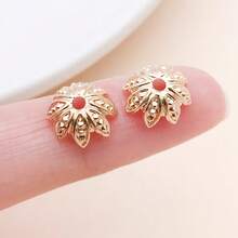 100pcs/Pack 8-10mm Plated Lotus Cup Spacer Caps, DIY Jewelry Findings For Bracelets, Necklaces And Beading. - Lotus - View 17