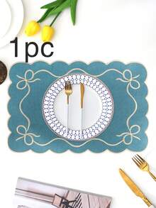 Bộ 1/2/4 tấm lót bàn bằng vải thêu, thích hợp trang trí bàn tiệc cưới, khăn trải bàn vải kiểu Châu Âu tối giản thanh lịch, lót bàn có nơ. - Nhiều màu - Xem 36