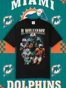 Retro Ricky Williams T-Shirt Vintage Bootleg Style Miami Football Tee - 黑色 - 查看 1